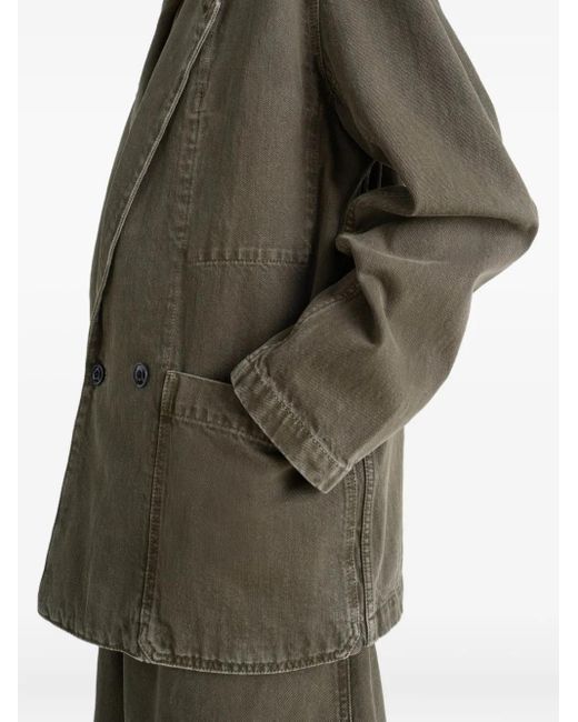 Lemaire Green Double-Breasted Patch-Pocket Blazer