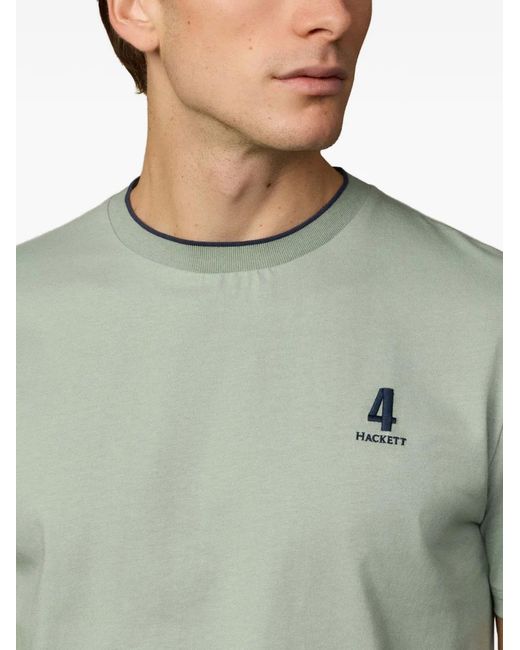 Hackett Green Embroidered Tipped-Collar T-Shirt for men
