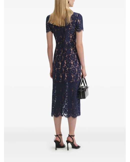 Self-Portrait Embroidered-lace Dress Blue