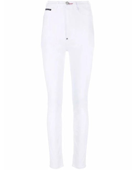 Philipp Plein White Super High-Waist Skinny Jeans