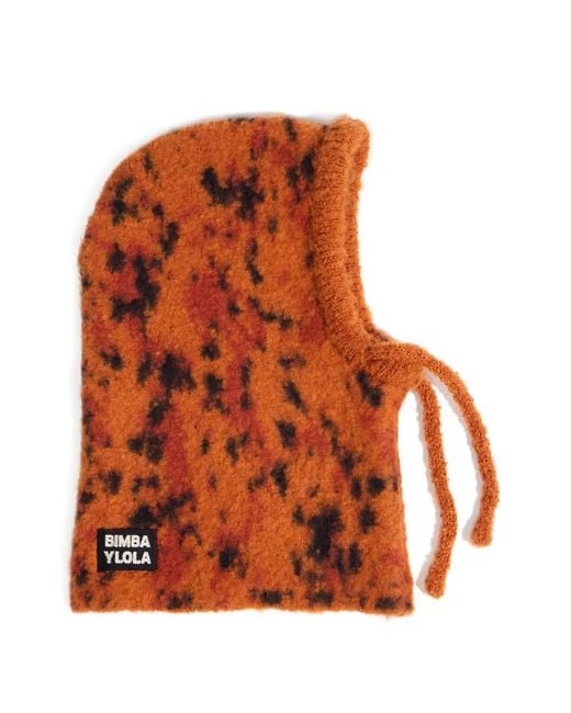 Bimba Y Lola Orange Carmine Lynx Knit Balaclava