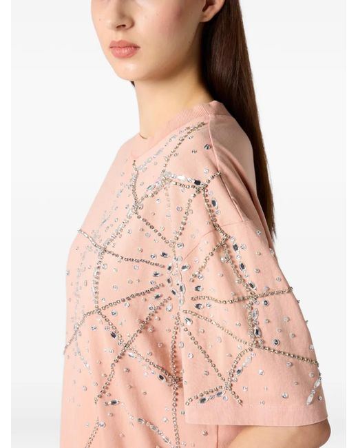 Philipp Plein Pink Mini Spiderweb-Strass Dress