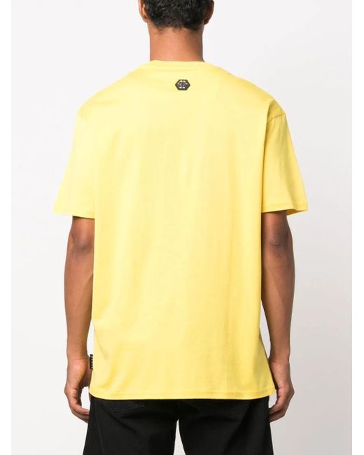 Philipp Plein Yellow Hawaii Embellished Short-Sleeve T-Shirt for men
