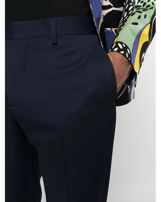 Moschino Blue Tailored Wool Trousers for men