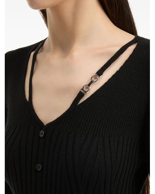 B+ AB Geribbeld Vest Met Knoopsluiting in het Black