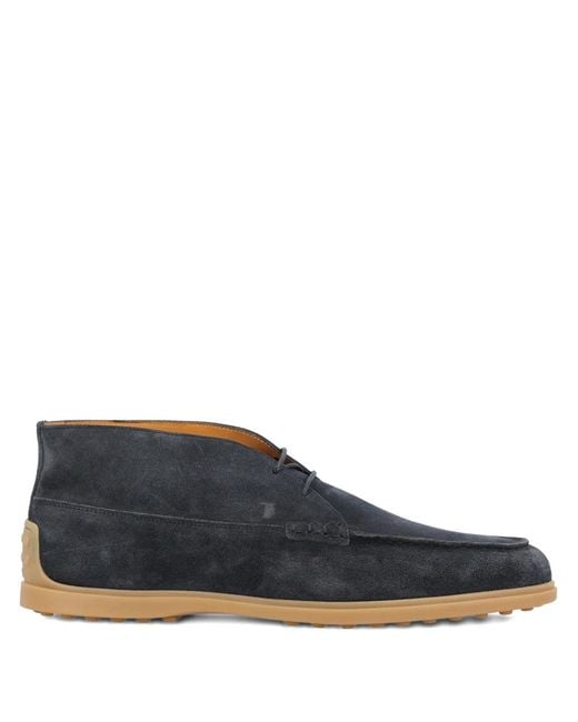 Tod's Blue Flat Lace-Up Boots for men