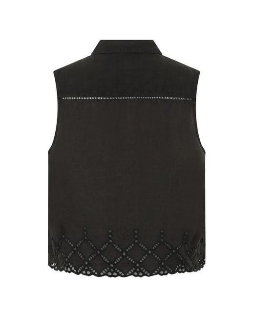 120% Lino Black Buttoned Openwork Shirt