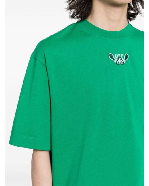 Off-White c/o Virgil Abloh Green Bandana Arrow Cotton T-shirt for men