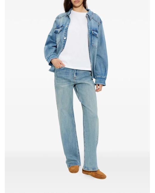 Gestuz Blue Buttoned Pocketed Denim Jacket
