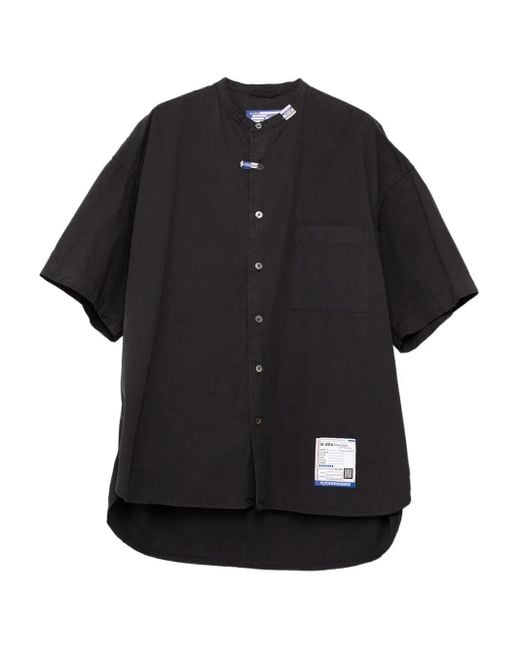 in・stru(men-tal) Black Half-Sleeve Band-Collar Shirt for men