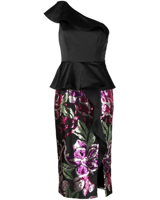 Marchesa Black Sequin-Embellishment Dress