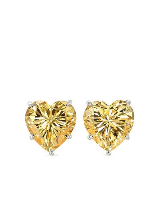 Anabela Chan Metallic 14K And Rhodium Vermeil Heart Diamond Earrings