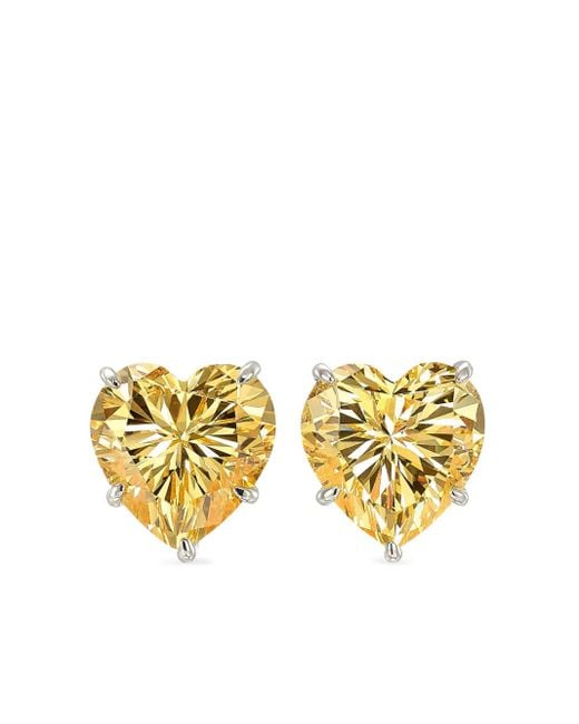 Orecchini A Bottone Canary Heart di Anabela Chan in Metallic