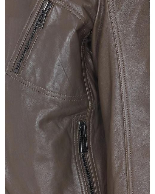 Belstaff Gray Zip Leather Jacket for men
