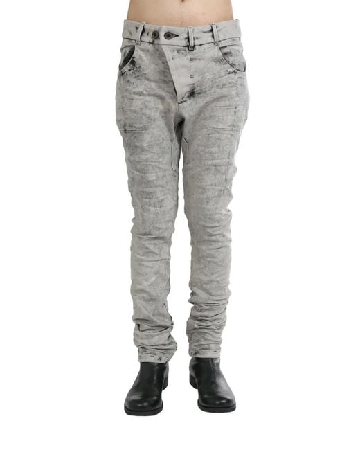 Boris Bidjan Saberi Gray Drop-Crotch Slim-Cut Trousers for men