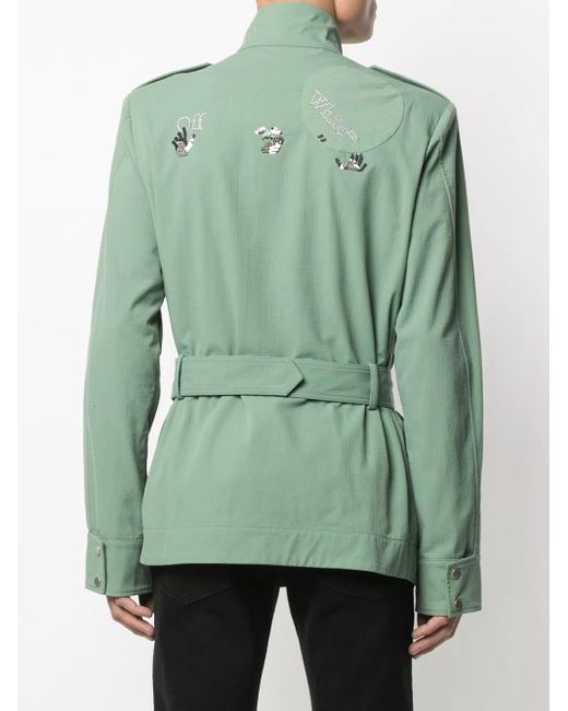 Off-White c/o Virgil Abloh Green Belted-Waist Military Jacket for men