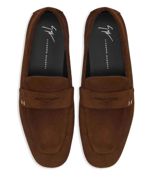 Giuseppe Zanotti Brown Cristophe Suede Loafers for men