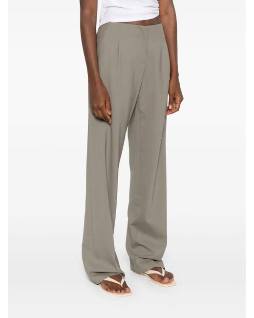 Christopher Esber Gray Pleated-Front Trousers