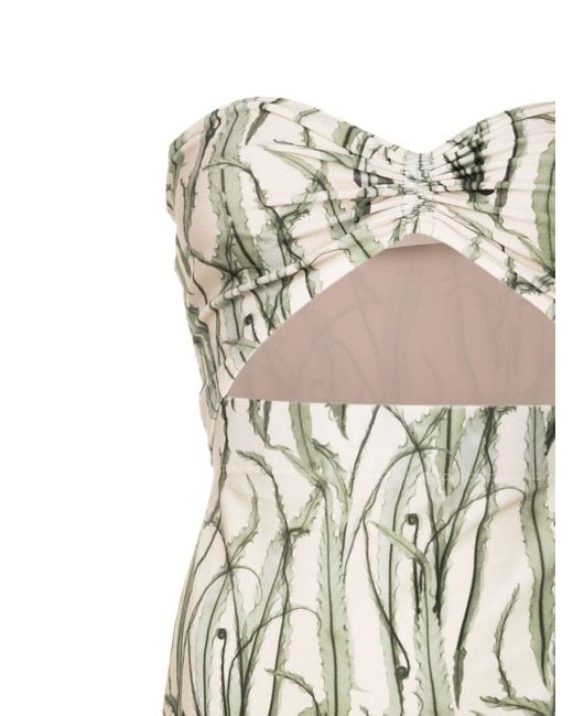 Adriana Degreas Natural Botanical-print Ruched Beach Dress