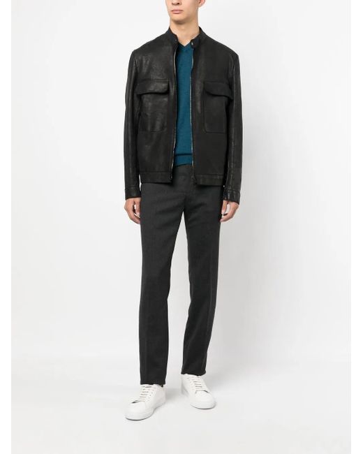 Ballantyne Blue Ribbed-Knit V-Neck Sweater for men