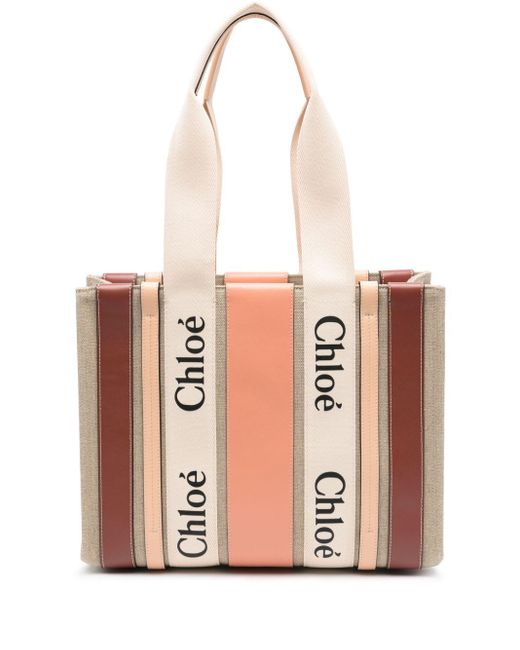Chloé Woody Medium Shopper in het Pink