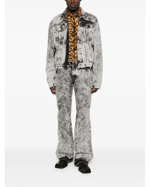 Martine Rose Gray Zip-Front Washed Denim Jacket for men