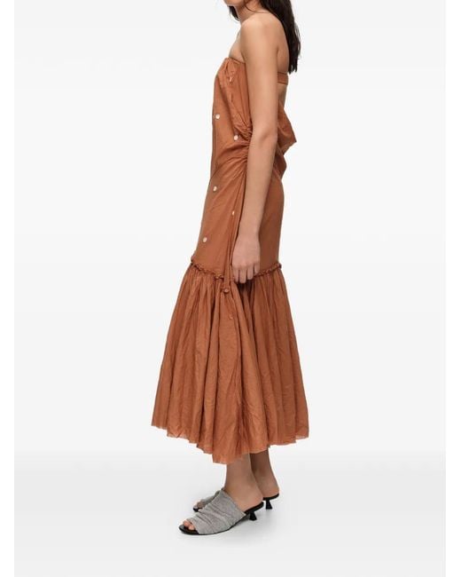 Bimba Y Lola Brown Toffee Ruched Strapless Dress