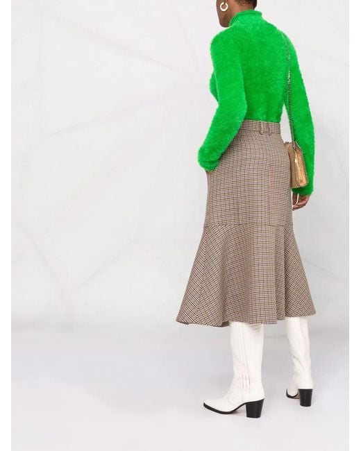 Stella McCartney Multicolor Houndstooth A-Line Midi-Skirt