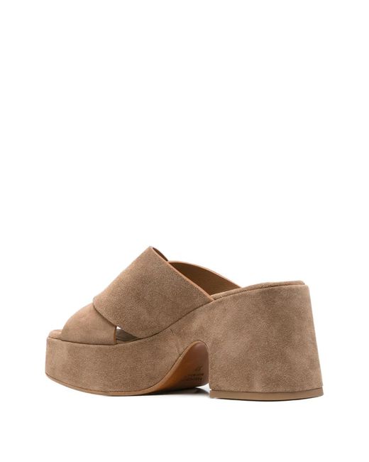 CURIOSITÉ Brown Crossover-Strap Platform Sandals