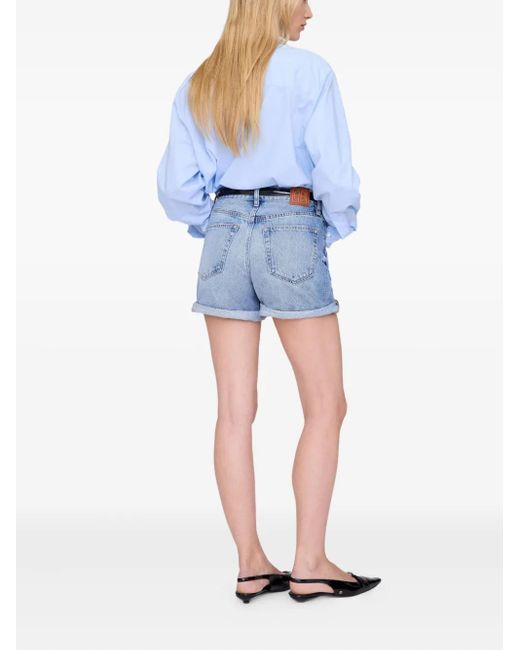Anine Bing Blue Heath Denim Shorts