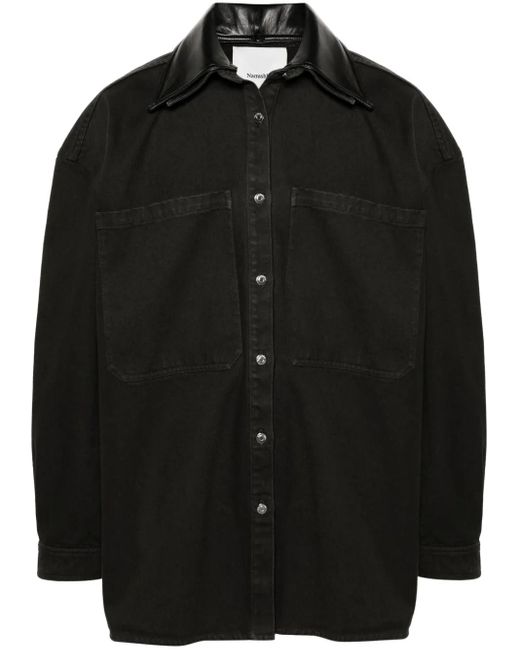 Nanushka Black Detachable-Collar Denim Jacket