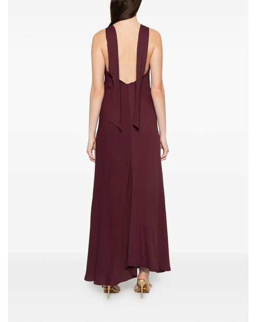 Forte_forte Purple Ring-Detail Halterneck Maxi Dress