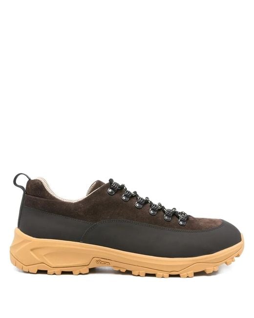 Eleventy Black Suede Lace-Up Trainers for men