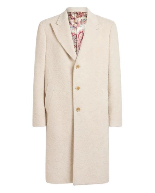Etro Natural Wool-Blend Single-Breasted Coat for men
