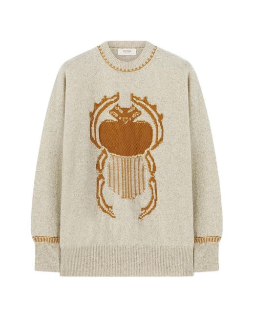 RETORI White Resilient Crewneck Beetle-Intarsia Sweater