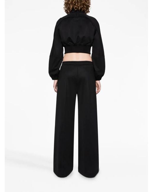 Reebok Black Logo-Embroidered Cropped Track Jacket