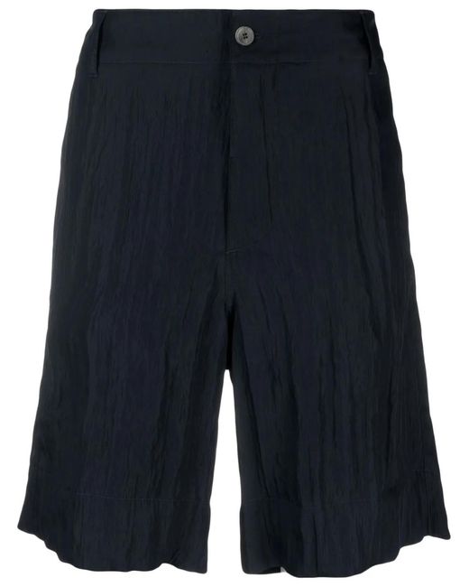 Giorgio Armani Blue Crinkled Wide-Leg Shorts for men