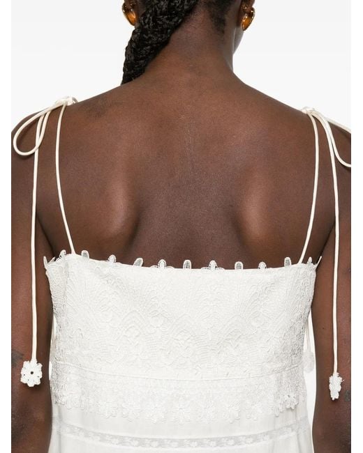 Valentino Garavani White Lace-Trim Midi Dress