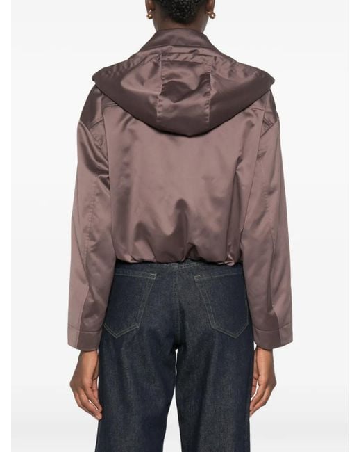 Moncler Brown Hooded Satin Jacket