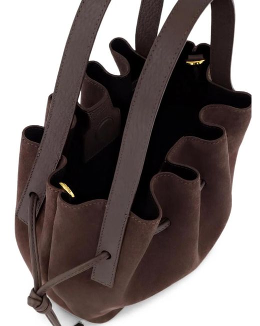 Yuzefi Brown Mini Scallop Tote Bag