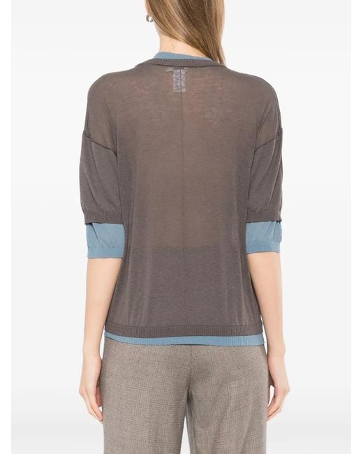 COTEMP Gray Contrasting Collar Top