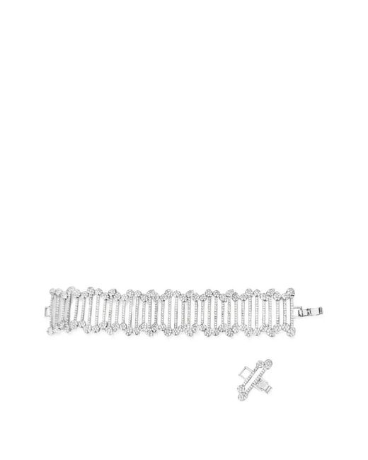 Hzmer Jewelry White Crystal-Embellished Bar-Link Bracelet