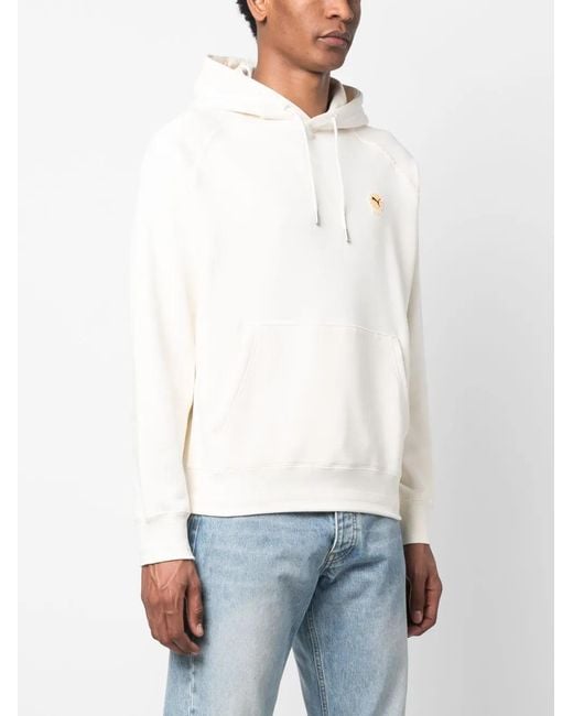PUMA White Slogan-Print Drawstring Hoodie for men