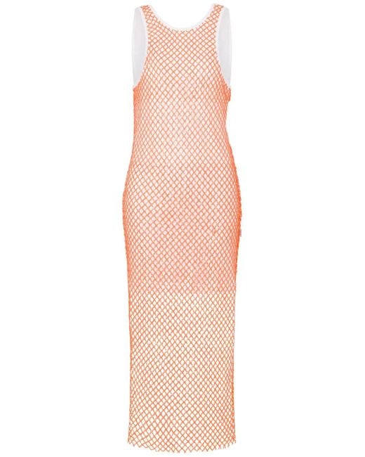 Moschino Pink Robe Mi-Longue À Détails En Résille