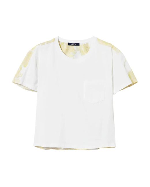 Twinset White T-Shirt À Empiècement À Motifs
