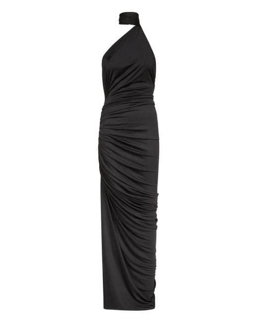 Ludovic de Saint Sernin Black Gerafftes Neckholder-Maxikleid