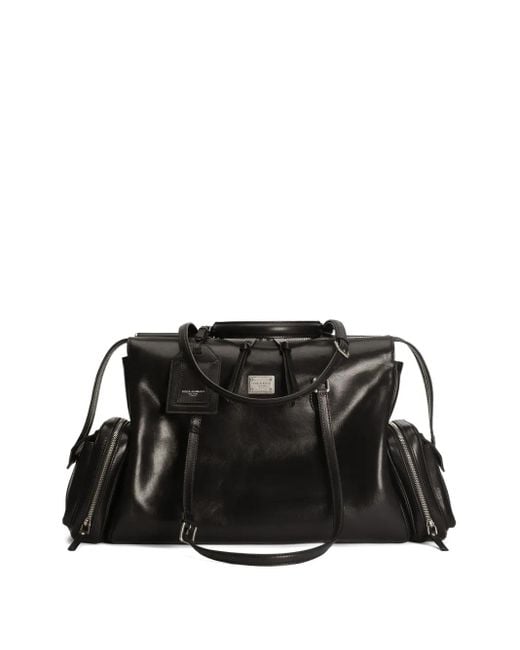 Dolce & Gabbana Black Vittoria Zip Pocket Tote Bag