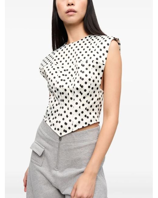 Ganni White Top With Polka Dot Pattern