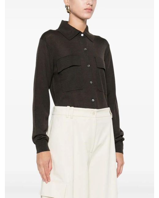P.A.R.O.S.H. Black Front-Button Top