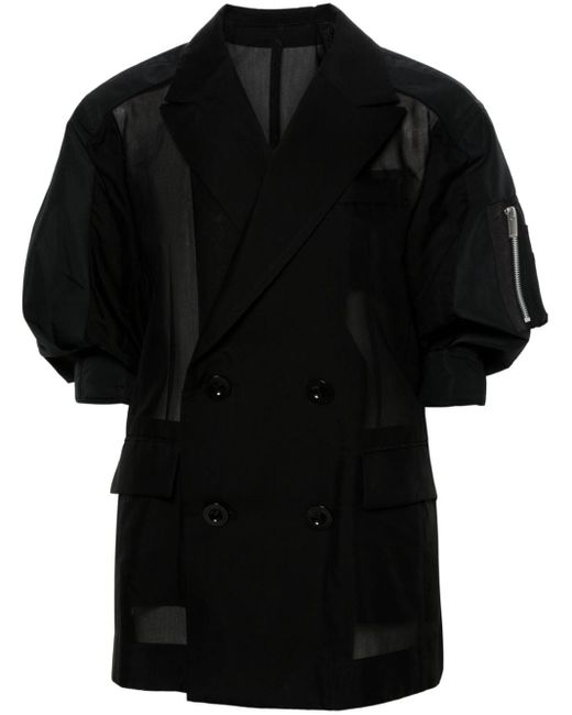 Sacai Black Semi-sheer Double-breasted Jacket